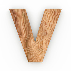 3d Font Wood Character V