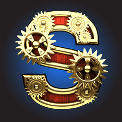 Vector wooden figure with gears