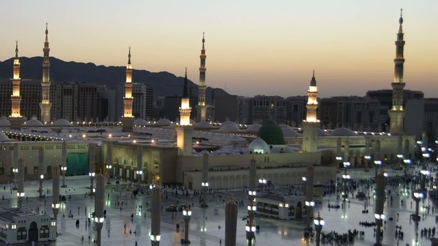 Nabawi Mosque west side time lapse from dawn to sunrise