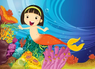 Rolgordijnen Onderwaterwereld meisje in het water