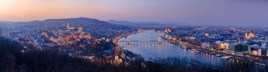 Foto op Canvas Panoramisch uitzicht over Boedapest & 39 s nachts, Hongarije © cescassawin