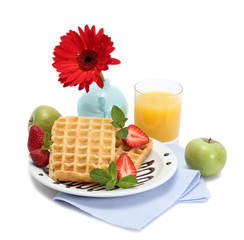 light breakfast isolated on white