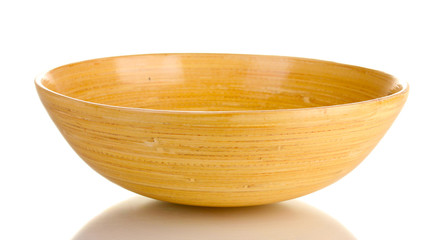 empty wooden bowl isolated on white