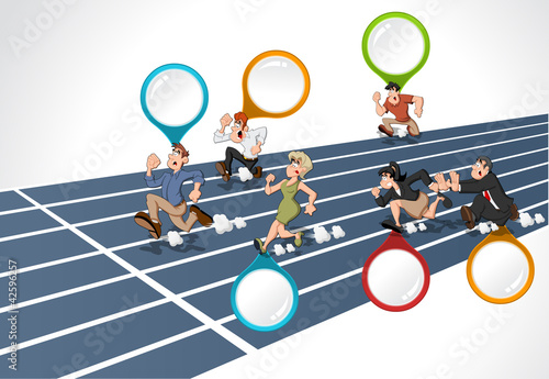 "Cartoon people running. High speed race." Stock image and royalty-free