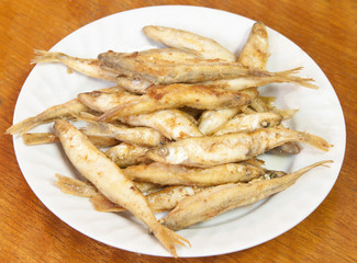 Fried small smelt fish.