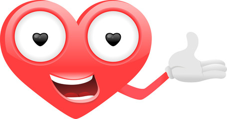 Fototapeta premium Heart cartoon character showing. To see the other vector heart character illustrations , please check Cartoon Heart Characters collection.