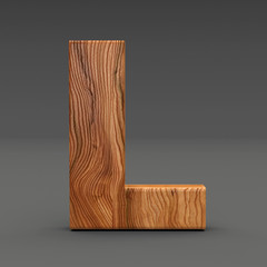 3d Font Wood Character L