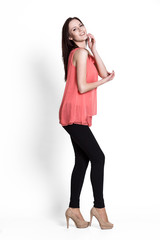 Fototapeta premium Beautiful woman wearing red blouse