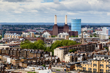 Aerial View from Westminster Cathedral on Roofs and Battersea Po