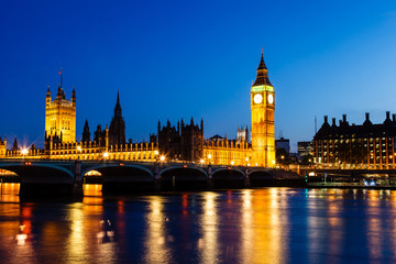 Fototapeta na wymiar Big Ben and House of Parliament at Night, London, United Kingdom