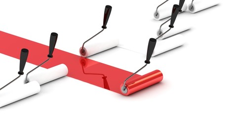 Red Roller Brush lider. 3 D Image © alexyndr