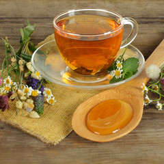 Herbal tea, chamomile and honey