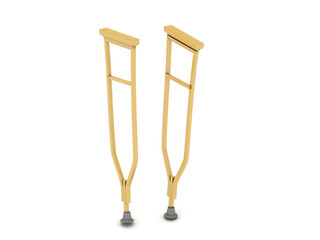 pair of crutches orthopedic equipment isolated on white backgrou