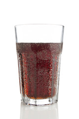 Glass of cola isolated on white background