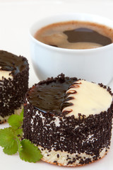 chocolate cake and cup of coffee