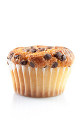 Chocolate muffin isolated on white