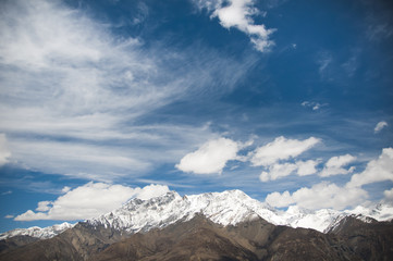 A mountain landscape in Himalayas with view on Chulu mountain