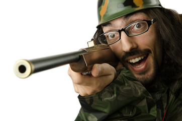 Funny soldier in humour concept