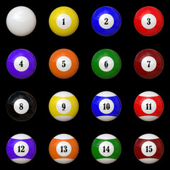 Isolated Pool balls set