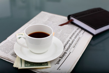 Business breakfast at workplace