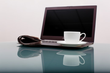 Business breakfast at workplace