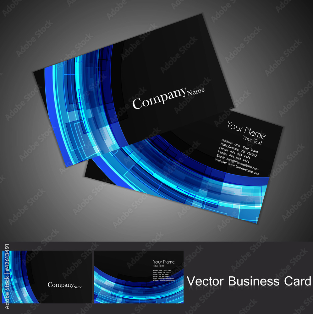 Sticker abstract colorful business card set technology vector