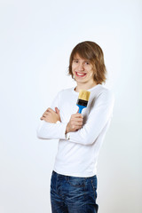 Man with paint brushes