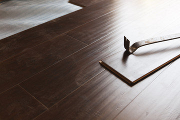 Pry Bar Tool with New Laminate Flooring