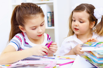 Little girl and study