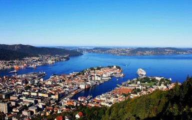 Panorama of gulf, City of Bergen, Norway