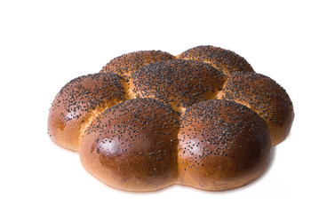 fresh baked bread on white background
