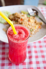 REd watermelon juice and tofu  vegetable fried rice,Thai menu