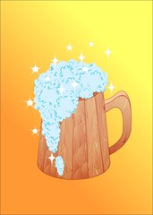 The shining spume runs from the mug