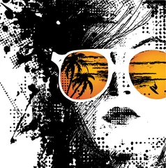 Acrylic prints Woman face Women in sunglasses