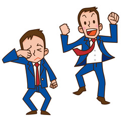 ビジネスマン　喜ぶ　悲しむ