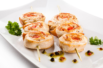 Grilled meat and vegetables