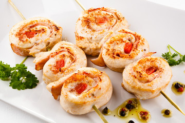 Grilled meat and vegetables