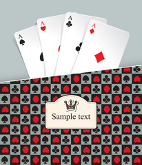 banner with playing cards and crown
