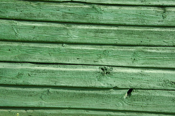 Background of old wooden board wall painted green