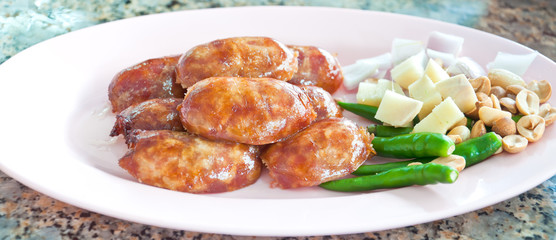 fried pork, Set of thai food
