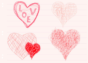 hearts scribble