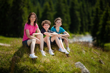 Naklejka premium Active family resting outdoor