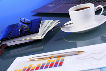 Business papers on the work place