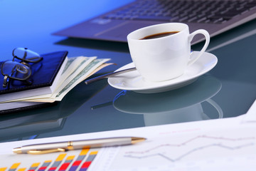 Business papers on the work place