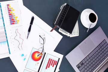 Business papers on the work place