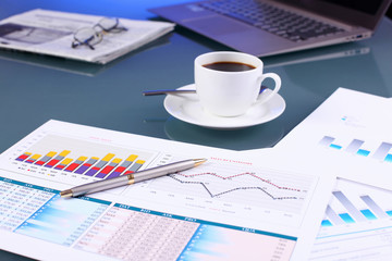 Business papers on the work place