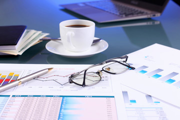 Business papers on the work place