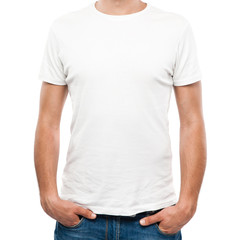 White t-shirt on a young man