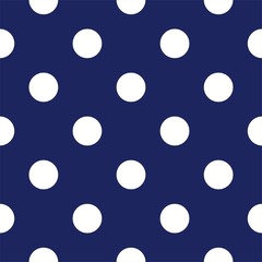 Vector seamless pattern with polka dots on navy blue background
