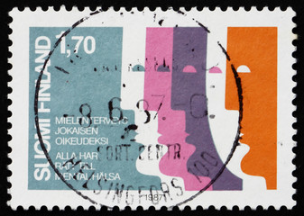 Postage stamp Finland 1987 Human Head, Mental Health